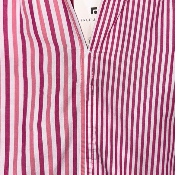 NWT Free Assembly V-Neck Long Sleeve Fuchsia Fedora Stripe Peplum Top Size Small - Picture 4 of 14